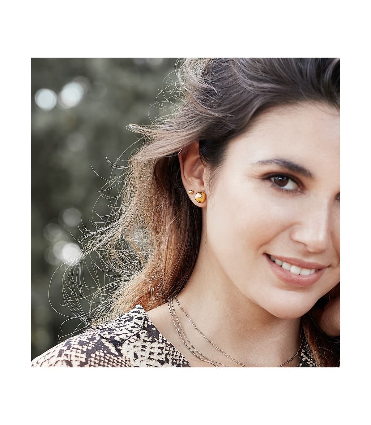 Boucles d'oreilles boules pour femme - Puces d'oreilles Sabira or jaune 585