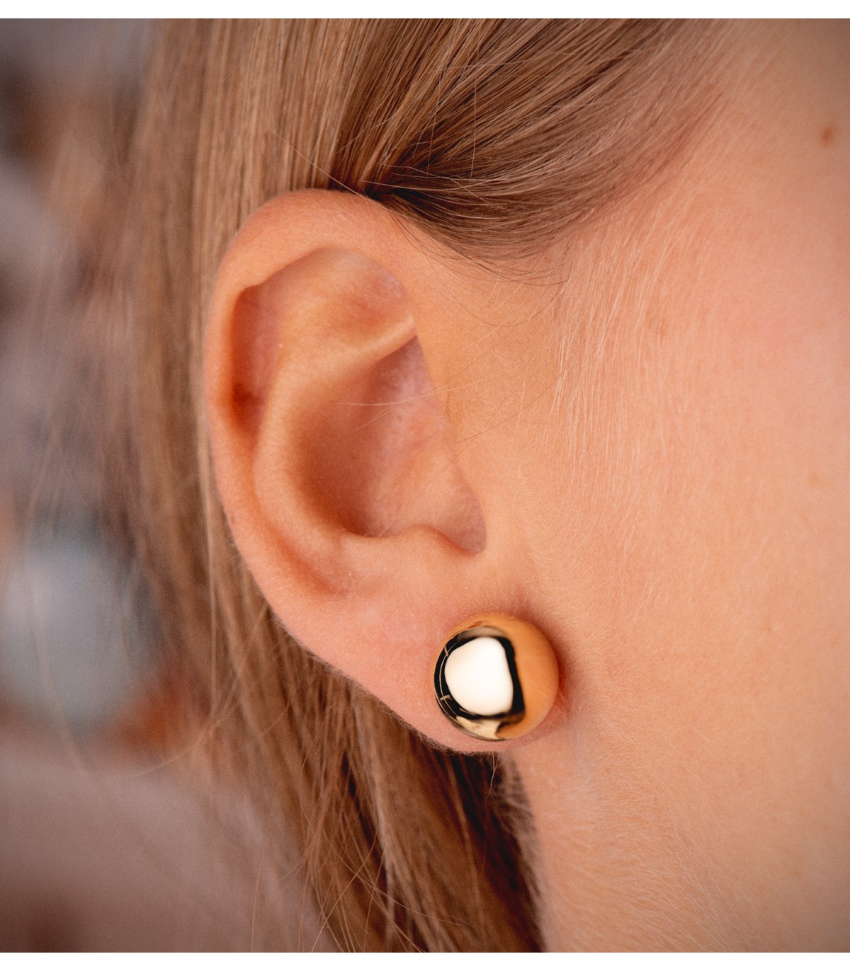 Ohrstecker Ohrringe, Halbkugel, rund, glänzend, 12 mm, 14K Gelbgold | Sabira