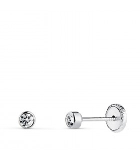 Clous d'oreilles Noly Or Blanc 14K 585 3 MM, boucles d'oreilles solitaires pour enfants