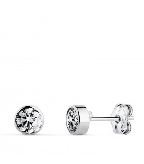 Boucles d'oreilles solitaire or blanc 14 carats (585/1000) - Puces d'oreilles Zircones 5mm Noly
