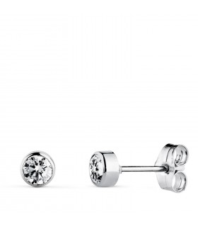 Ohrringe aus 585er Weißgold (14 Karat). Solitär-Ohrstecker, weiße Zirkonia 4 mm