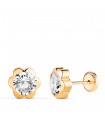 Pendientes Margarita Circonita 7,5 mm Oro amarillo 14K