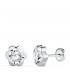Ohrstecker mit Blumenmotiv und weißen Zirkonia 7,5mm - Kinder Ohrringe Weißgold 585