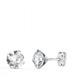 Runde Ohrstecker mit Zirkonia 14kt Weißgold | Solitär-Ohringe Madrid, 6 mm für Damen