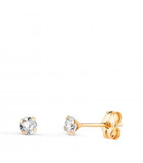 Runde Ohrstecker mit weißen Zirkonia-Steinen 14kt Gelbgold | Damen Ohrringe Madrid 3mm