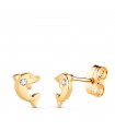 Delfin Kinder-Ohrringe Zirkonia Gold 585 6mm