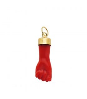 Pendentif Main Rouge Or Jaune 585 14k