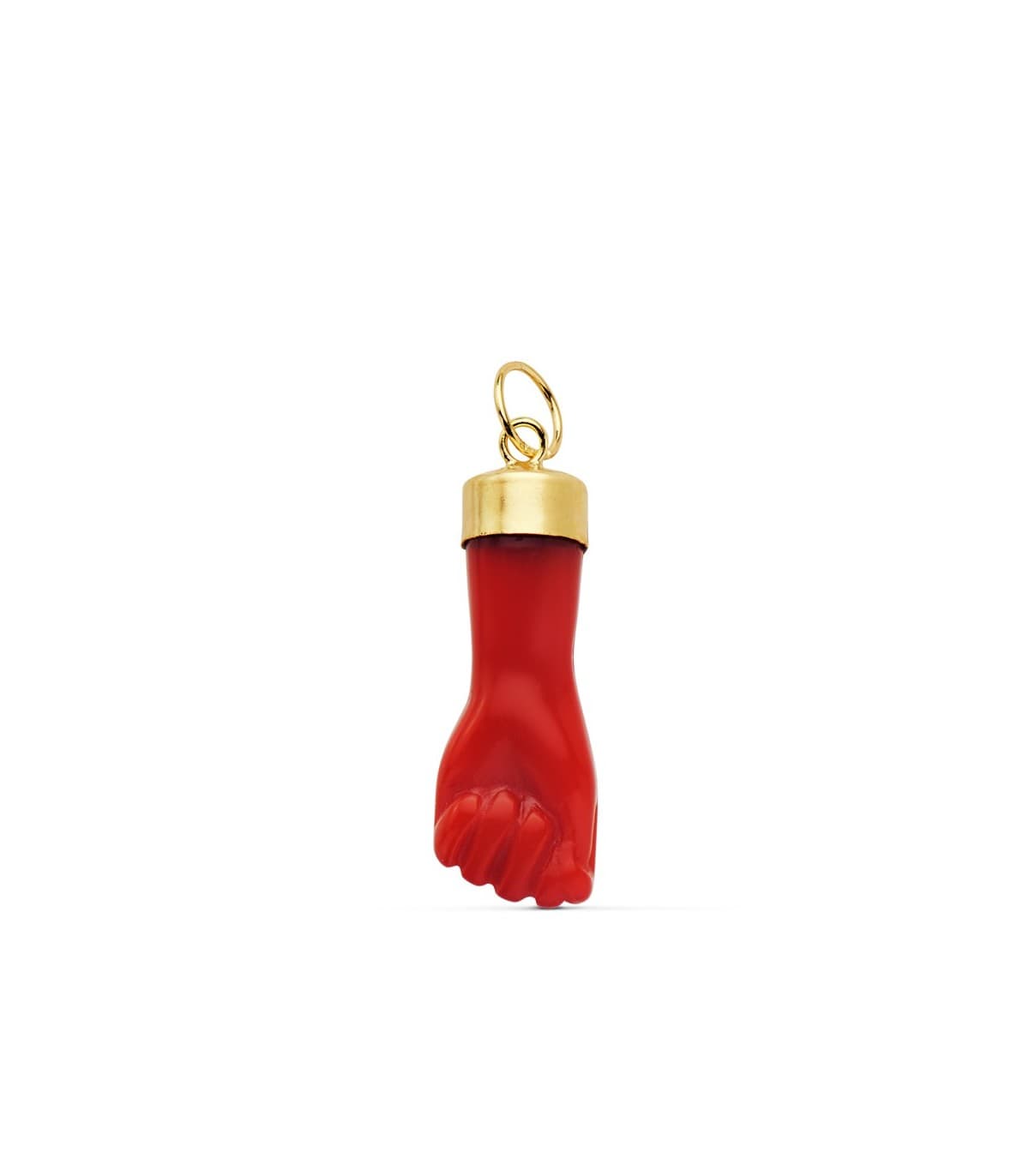 Pendentif Main Rouge Or Jaune 585 14k