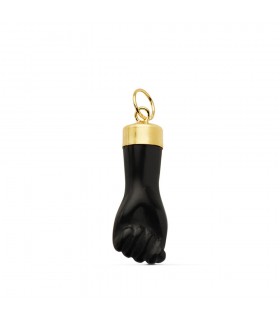 Pendentif Main noire onyx Or Jaune 585 14k Porte-bonheur 19mm