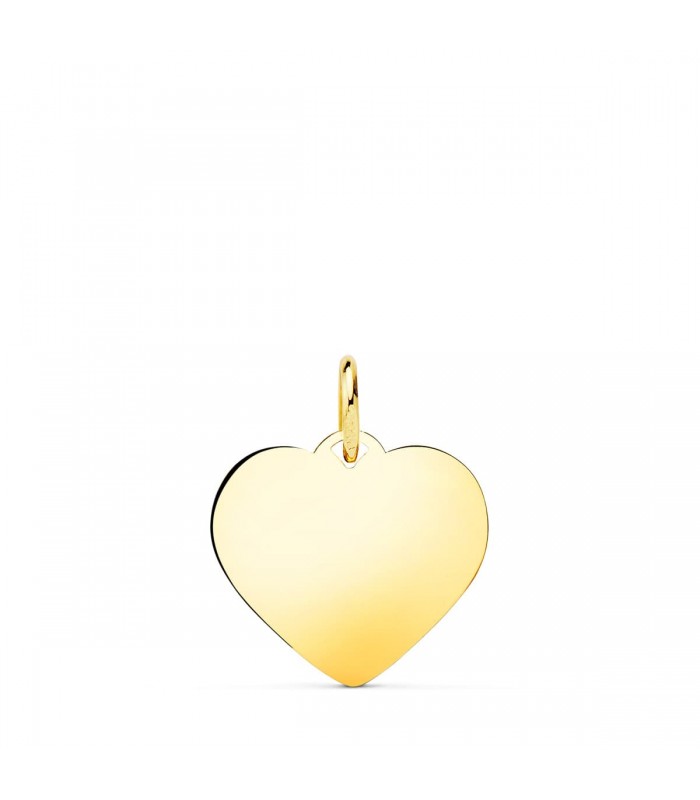 Colgante personalizado de oro amarillo 14 kts, corazón con grabado, 16 mm