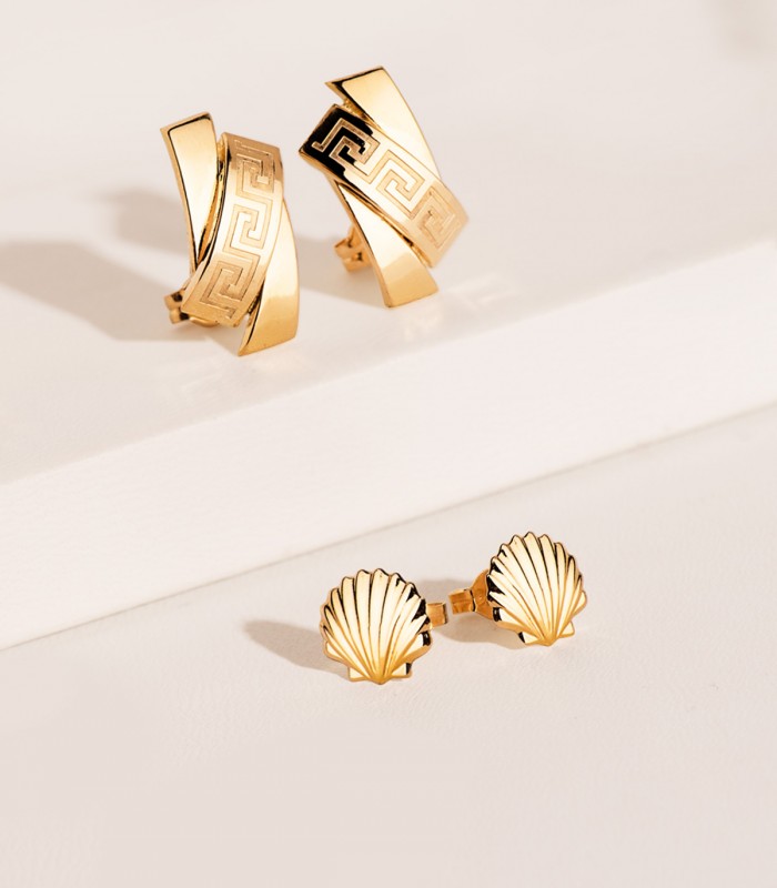 Pendientes de oro 18K con concha del Camino de Santiago de 8 mm | Joyas marinas y símbolos del mar.