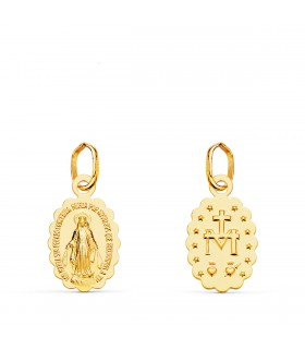 Médaille de baptême religieuse avec Vierge Marie, en or 585 - Médaille miraculeuse, 12 mm