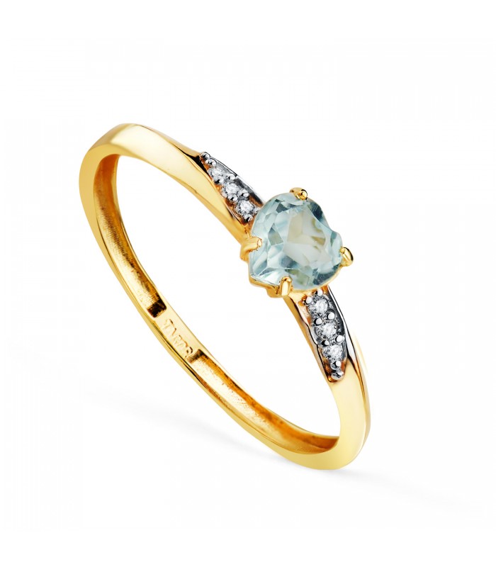 Bague en or avec topaze bleue taillée en forme de cœur, bague sertie de pierres précieuses - Modèle Elsa