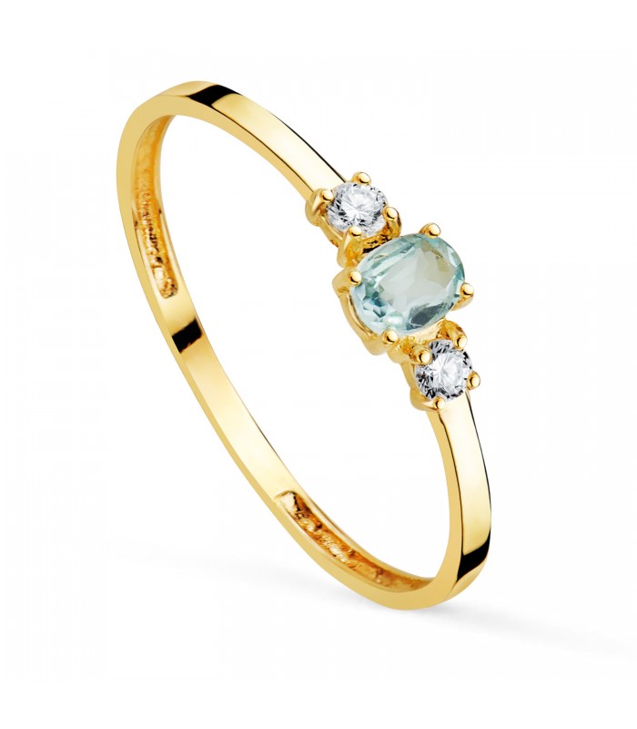Goldring mit blauem Topas Oval, Edelsteinring – Modell Always für Damen