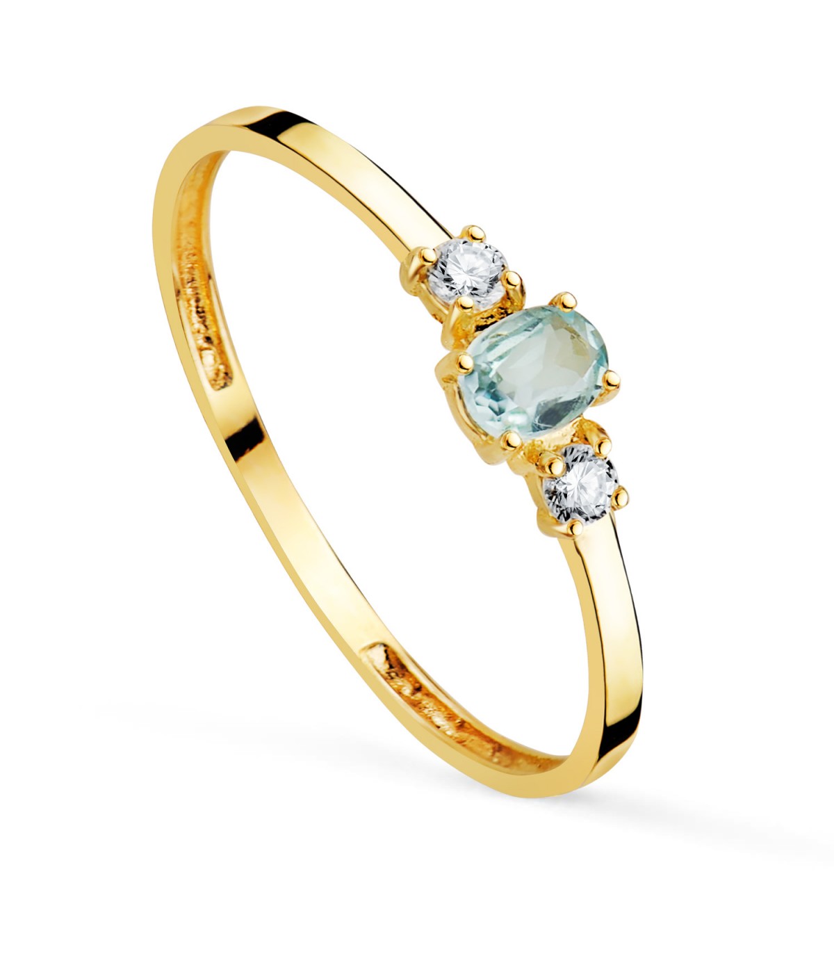 Goldring mit blauem Topas Oval, Edelsteinring – Modell Always für Damen