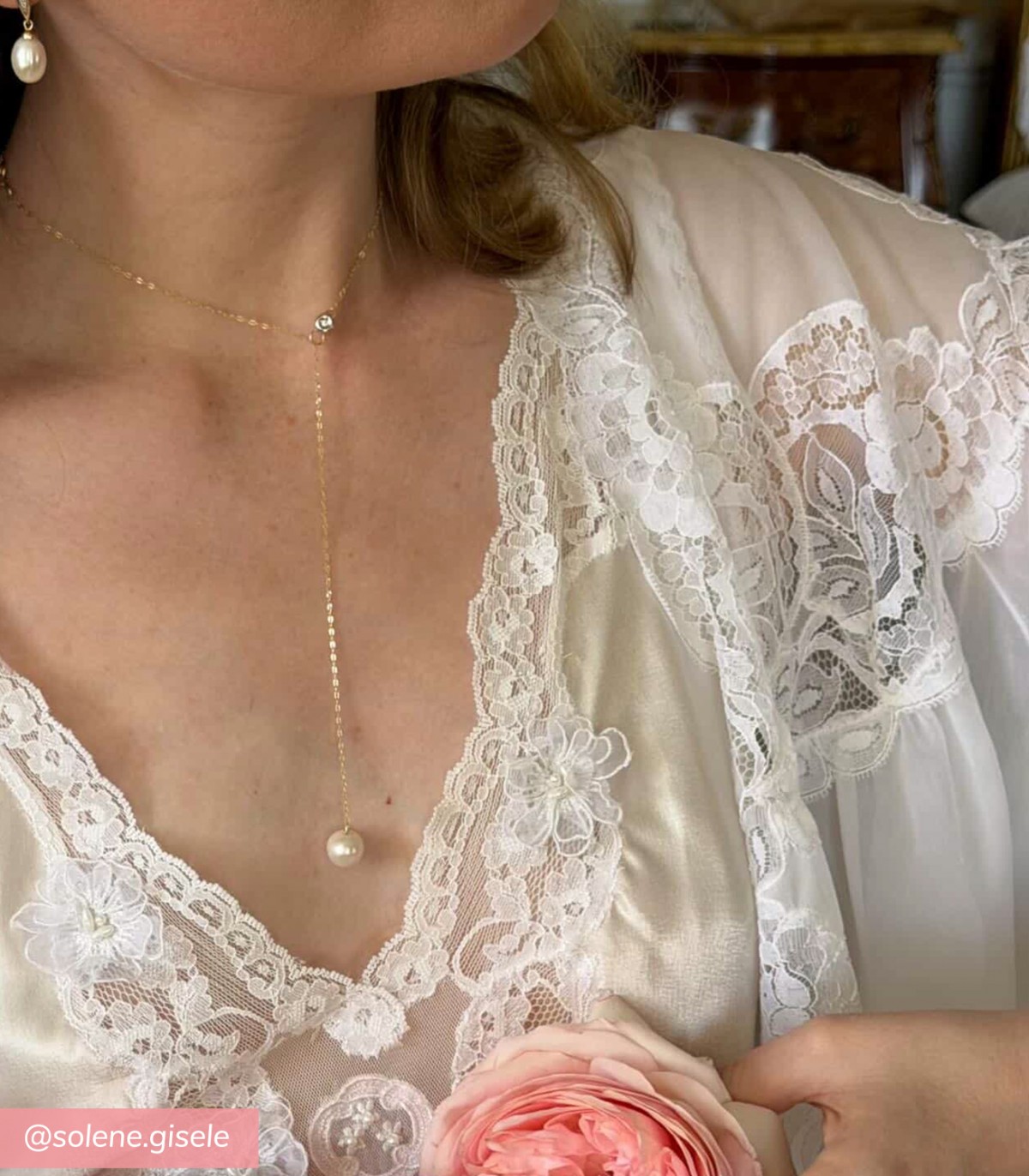 Collier femme Or 18K Pearl & Diamond 0.015 Carats