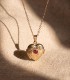 Colgante portafotos para mujer, forma de corazón con rubí en el centro, oro 18k