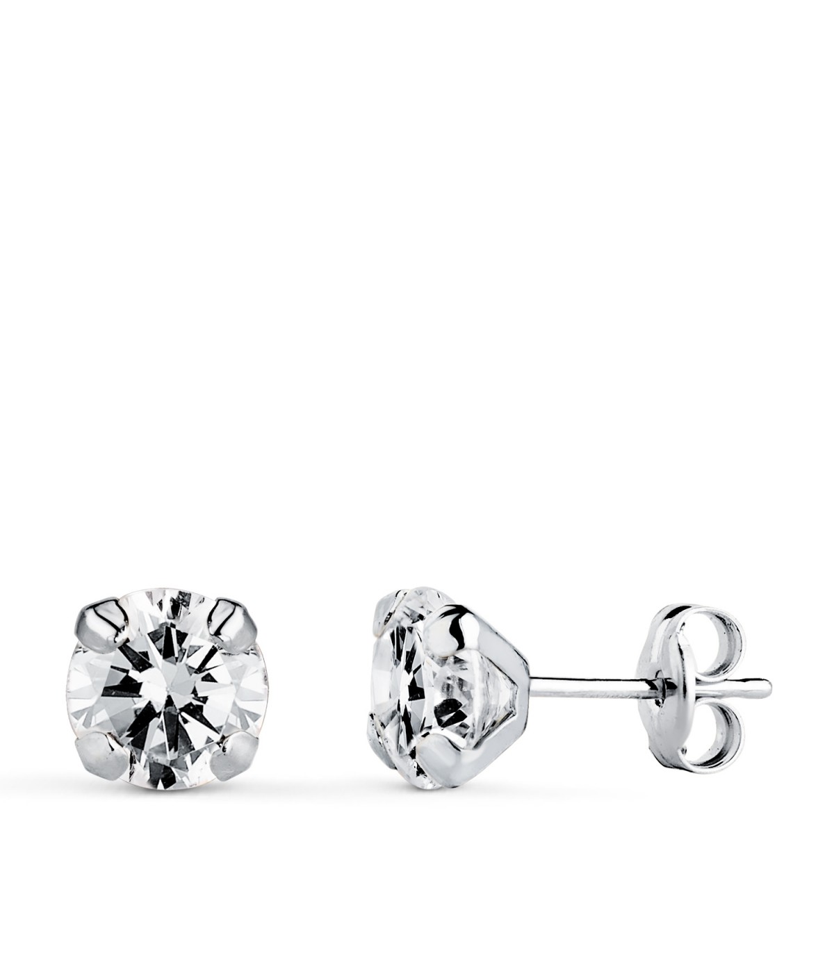 Runde Ohrstecker, Zirkonia Brillantschliff 6 mm – Damenohrringe 750er Weißgold