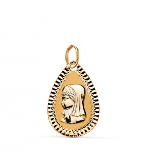 Anhänger 750er Gelbgold Tropfen mit Jungfrau Maria 16497