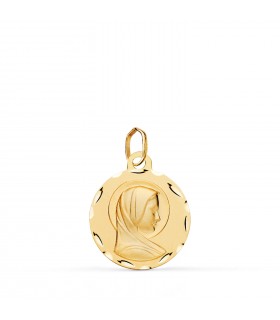 Medaille Jungfrau Maria 18K Gold 16mm | P1129X, Taufmedaille mit Gravur