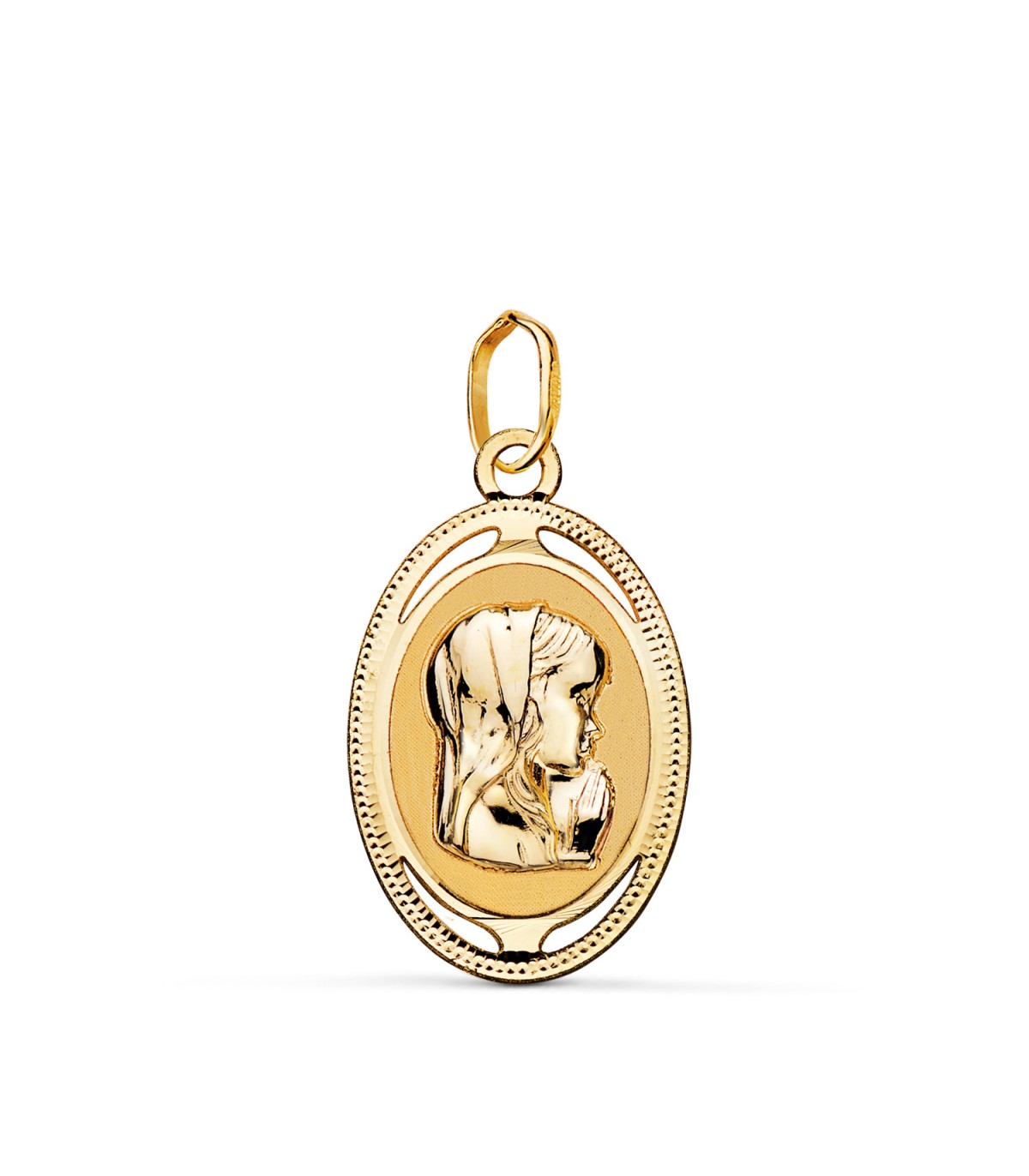 Pendentif ovale Vierge 18K