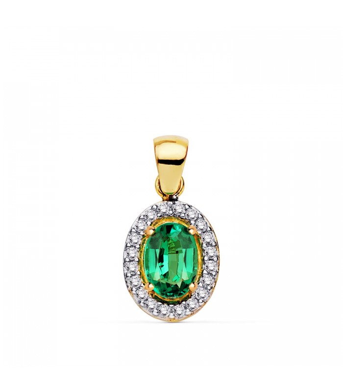 Pendentif Émeraude Johanna Or Bicolore 18K 10mm