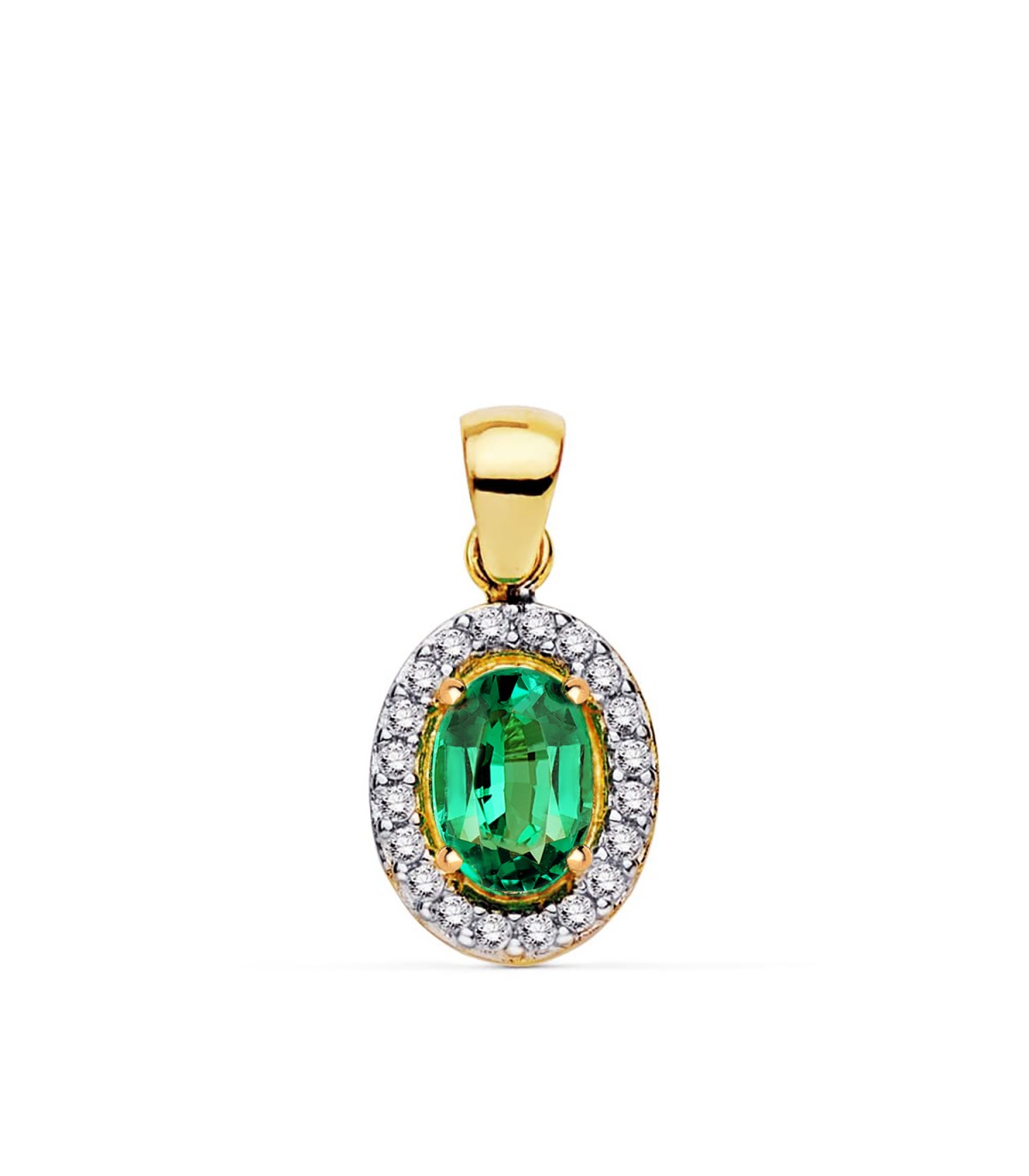 Pendentif Émeraude Johanna Or Bicolore 18K 10mm