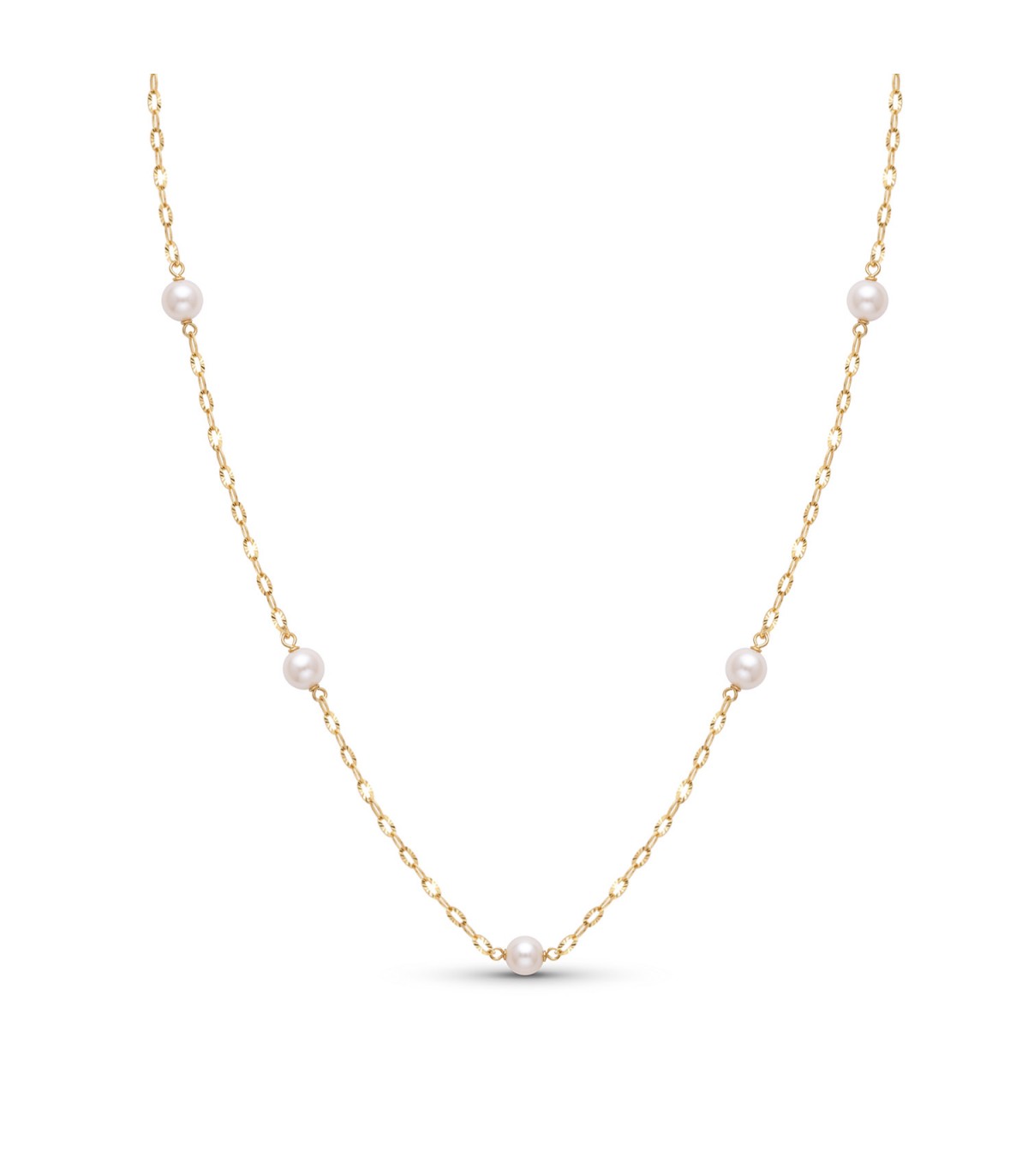 Collar de oro para mujer con perlas - Modelo Akana, perlas cultivadas 5 mm, Oro amarillo 18 kilates