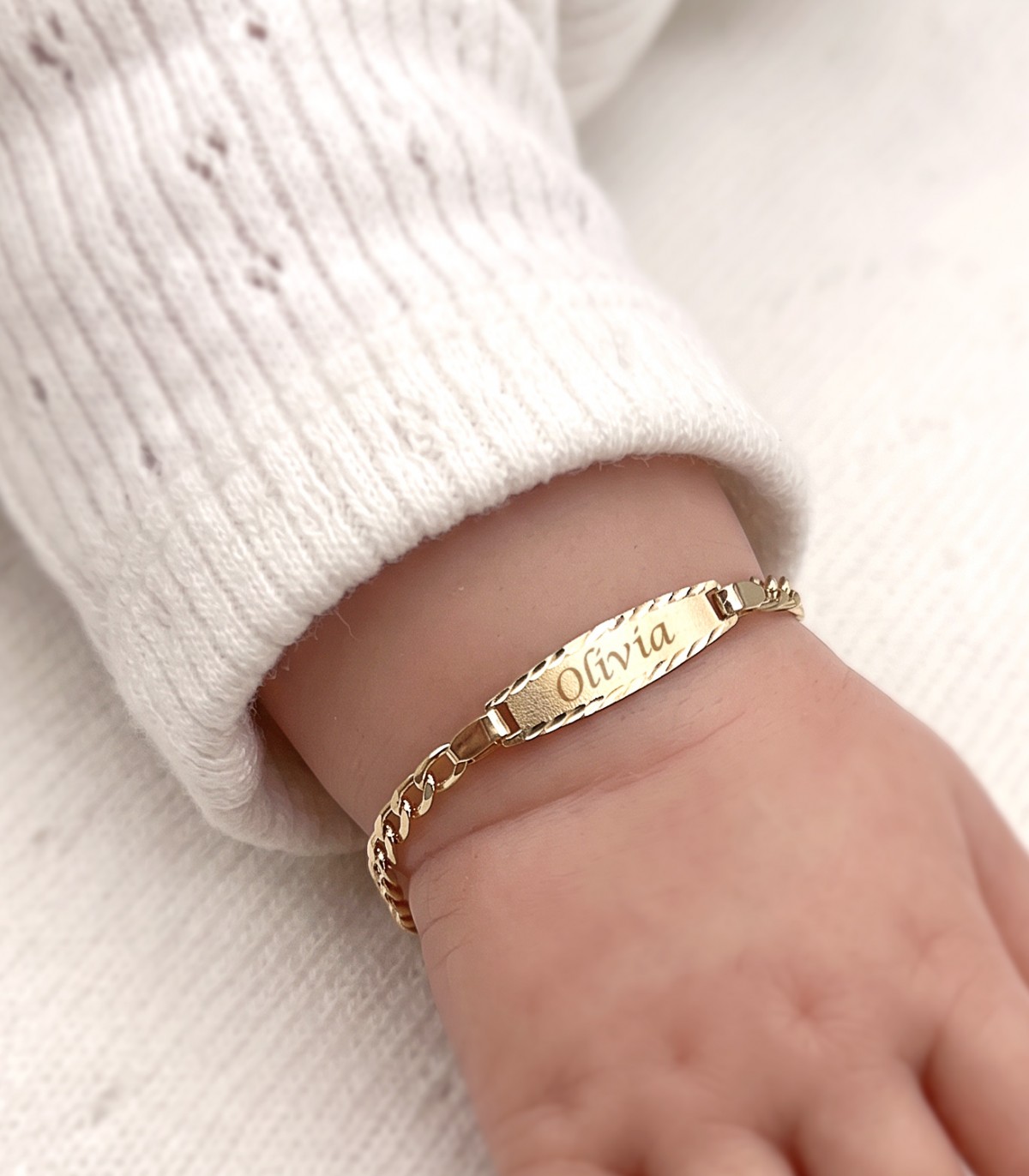 Baby ID Armband 18K Gelbgold, mit Gravur | Geschenke zur Taufe und zur Geburt, Kinderschmuck | 22366