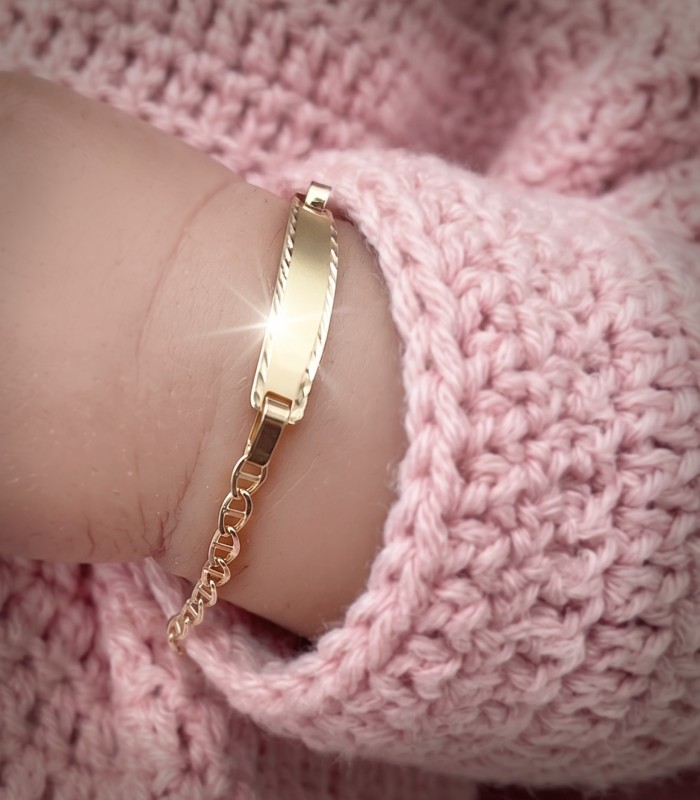 Baby ID Armband 18K Gelbgold, mit Gravur | Geschenke zur Taufe und zur Geburt, Kinderschmuck | 22362