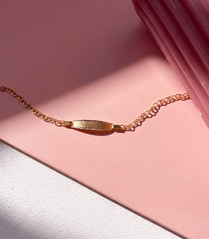 Bracciale targhetta Bimbi 11,5 cm Doppia maglia oro 18 Kt