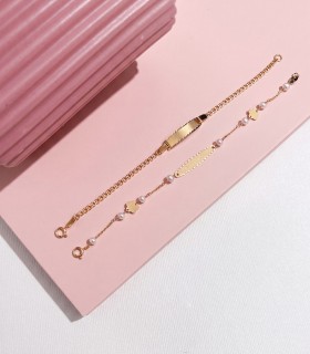 Pulsera para comunión personalizada con grabado de nombre y fecha | Joyas para niños en oro