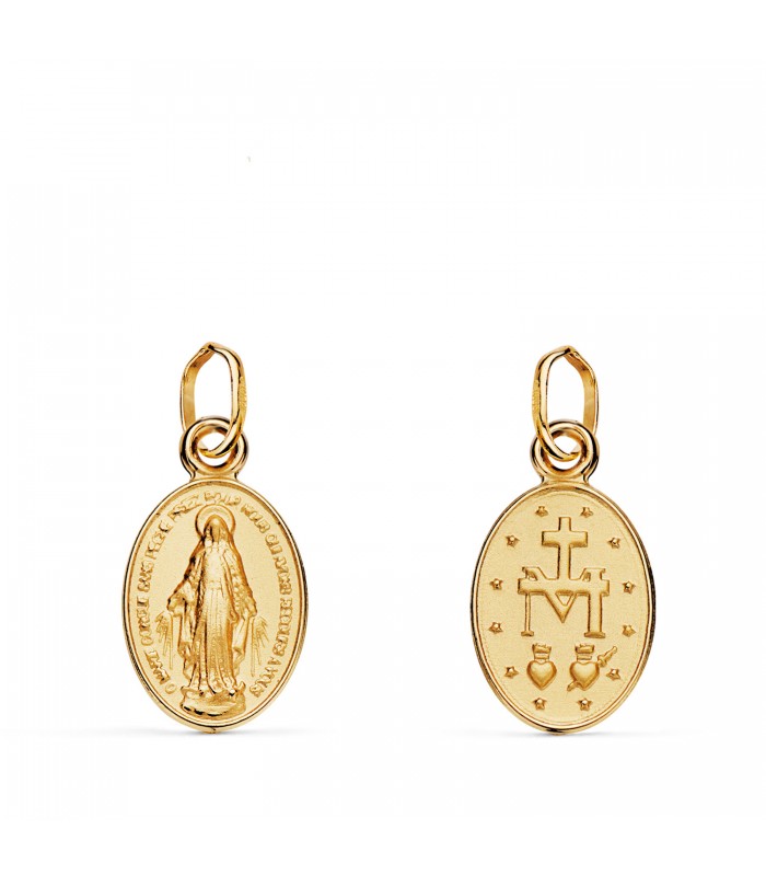 Medaglia della Madonna Miracolosa in oro giallo 18 kt, 12 mm, forma ovale | Scapolari in oro
