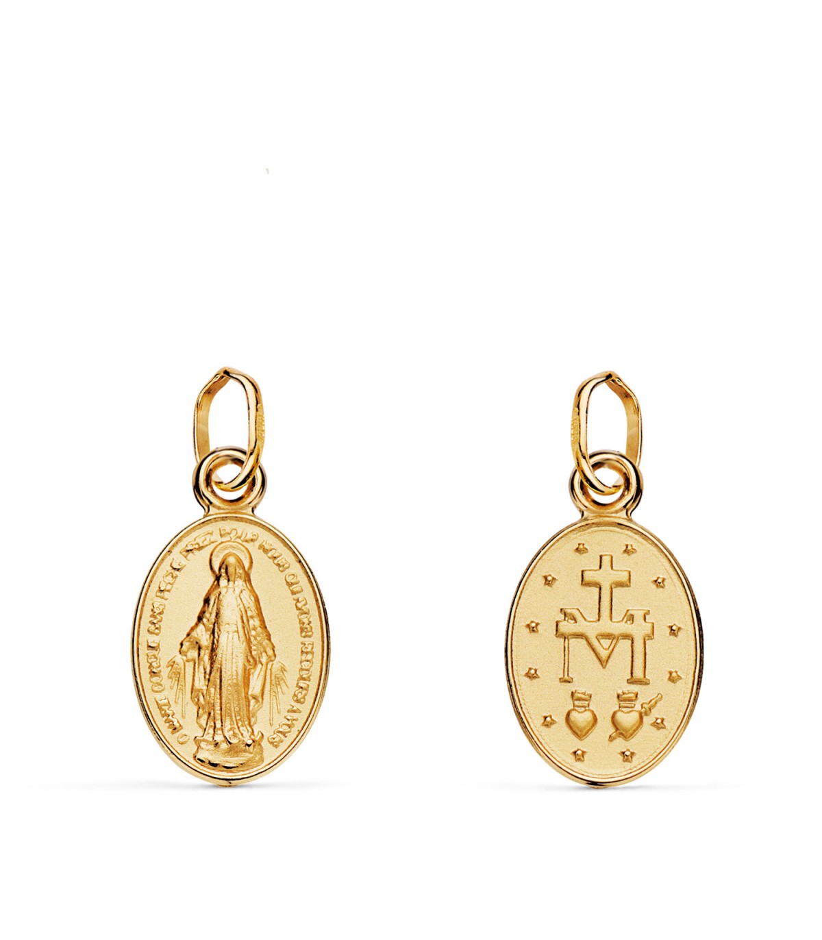 Medalla Oval Virgen Milagrosa Oro 18K 12 mm - escapulario virgen milagrosa - medallas religiosas