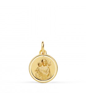 Medaglia San Giuseppe oro 18kt 14mm bordo lucido | Medaglietta battesimo
