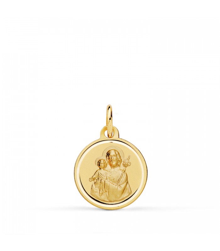 Medaille Heiliger Josef Gelbgold 750er, Ø 14 mm, polierte Rand | Taufmedaillen