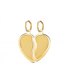 Ciondolo Cuore spezzato oro 750 con incisione - Regalo di San Valentino per coppie