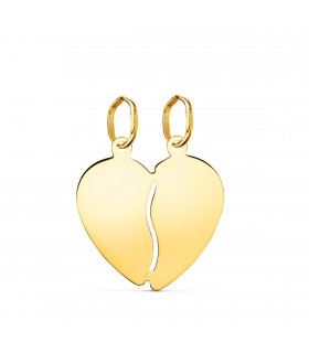 Ciondolo Cuore spezzato oro 750 con incisione - Regalo di San Valentino per coppie