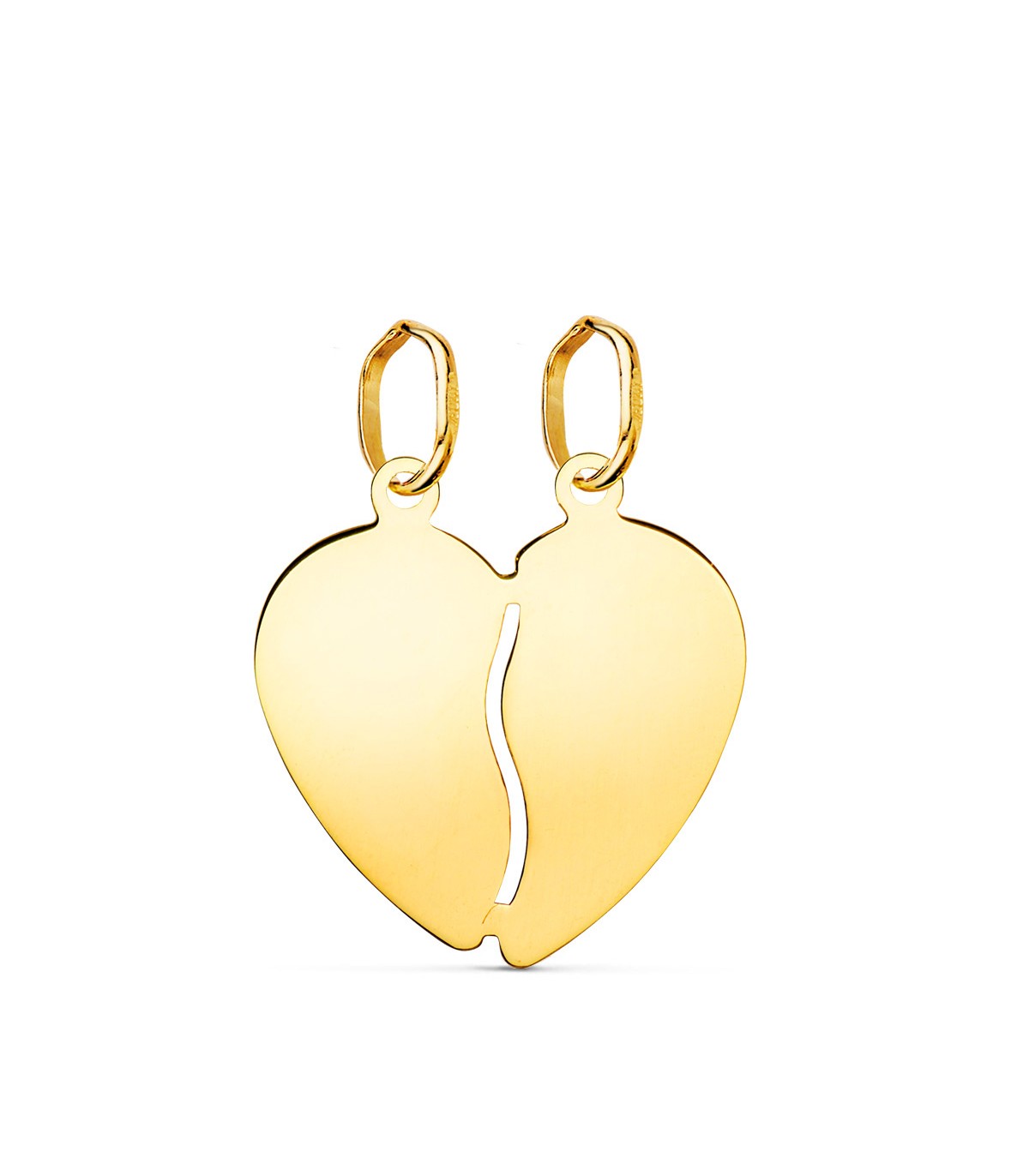 Pendentif Cœur Brisé Or 18K pour graver initiales | Pendentif personnalisé, cadeau Saint-Valentin
