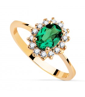 Bague Sybil Or 18K Émeraude et Diamants.