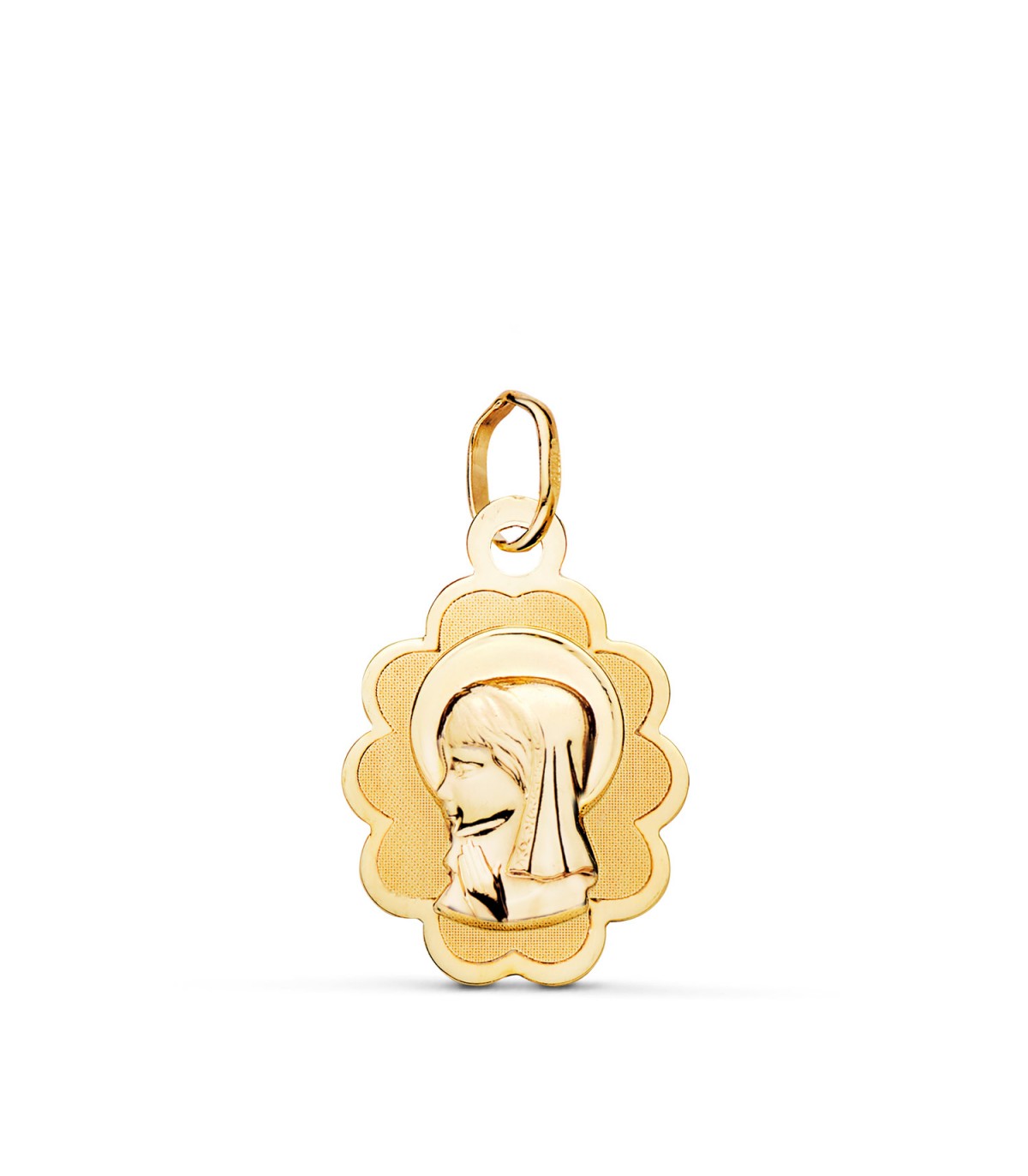 Taufmedaille Jungfrau Maria 585 Gelbgold | 14K5405 religiöser Anhänger 18mm