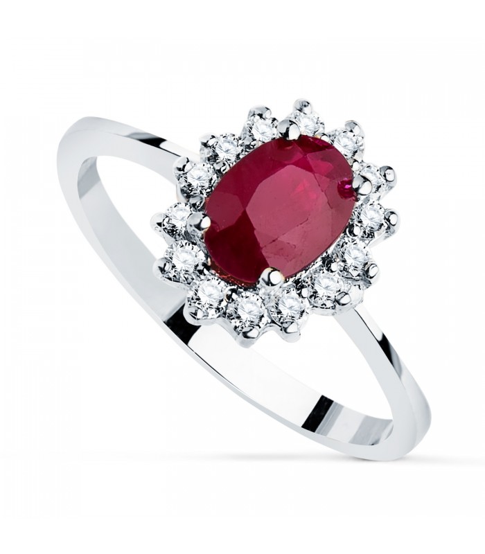 Anillo Sybil Oro blanco 18K Rubí y Diamantes