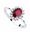 Anillo Sybil Oro blanco 18K Rubí y Diamantes