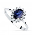 Anillo Sybil Oro blanco 18K Zafiro y Diamantes