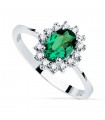 Anillo Sybil Oro blanco 18K Esmeralda y Diamantes