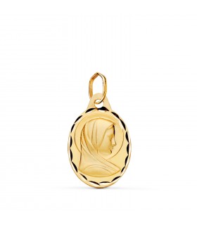 Médaille Baptême Vierge Marie Or 9k ovale 19mm
