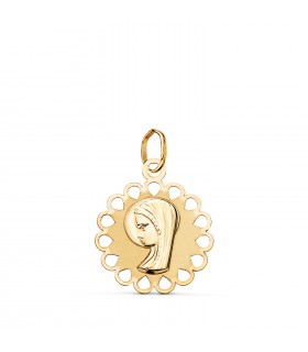 Anhänger Jungfrau Maria Gold 375er | 9K16512 15 mm | Medaillen für Taufe mit Gravur