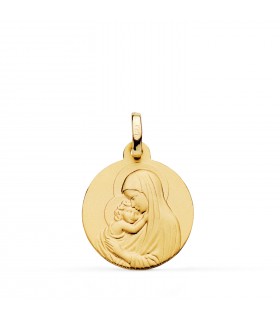 Vierge à l'Enfant Or 18K 18mm - Madonna de Botticelli | Médaille baptême avec gravure
