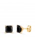 Goldohrringe Männer 14K Oslo mit schwarzen Zirkonia, 6 mm, im Prinzess-Schliff