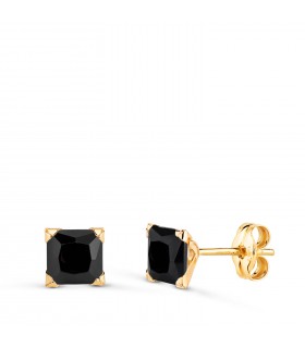 Boucles d'oreilles Beckham, Cristiano Ronaldo. Boucles d'oreilles homme 5 mm, modèle Oslo 14K 4 griffes - Zircone noire